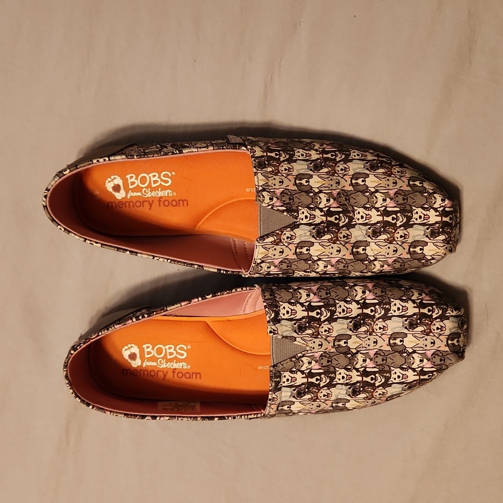 Bobs Memory Foam Dog Print Slip On Shoe